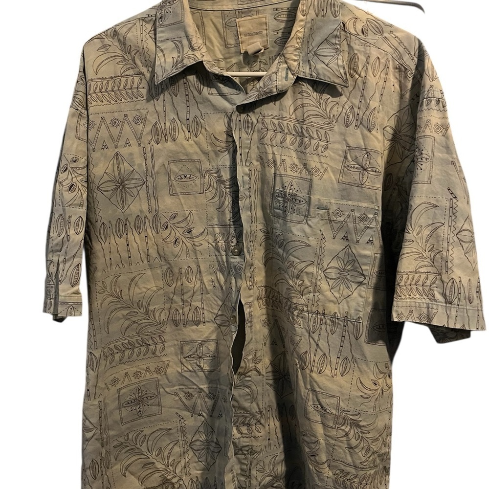 Saddlebred Beige Patterned Casual Button Down Shirt